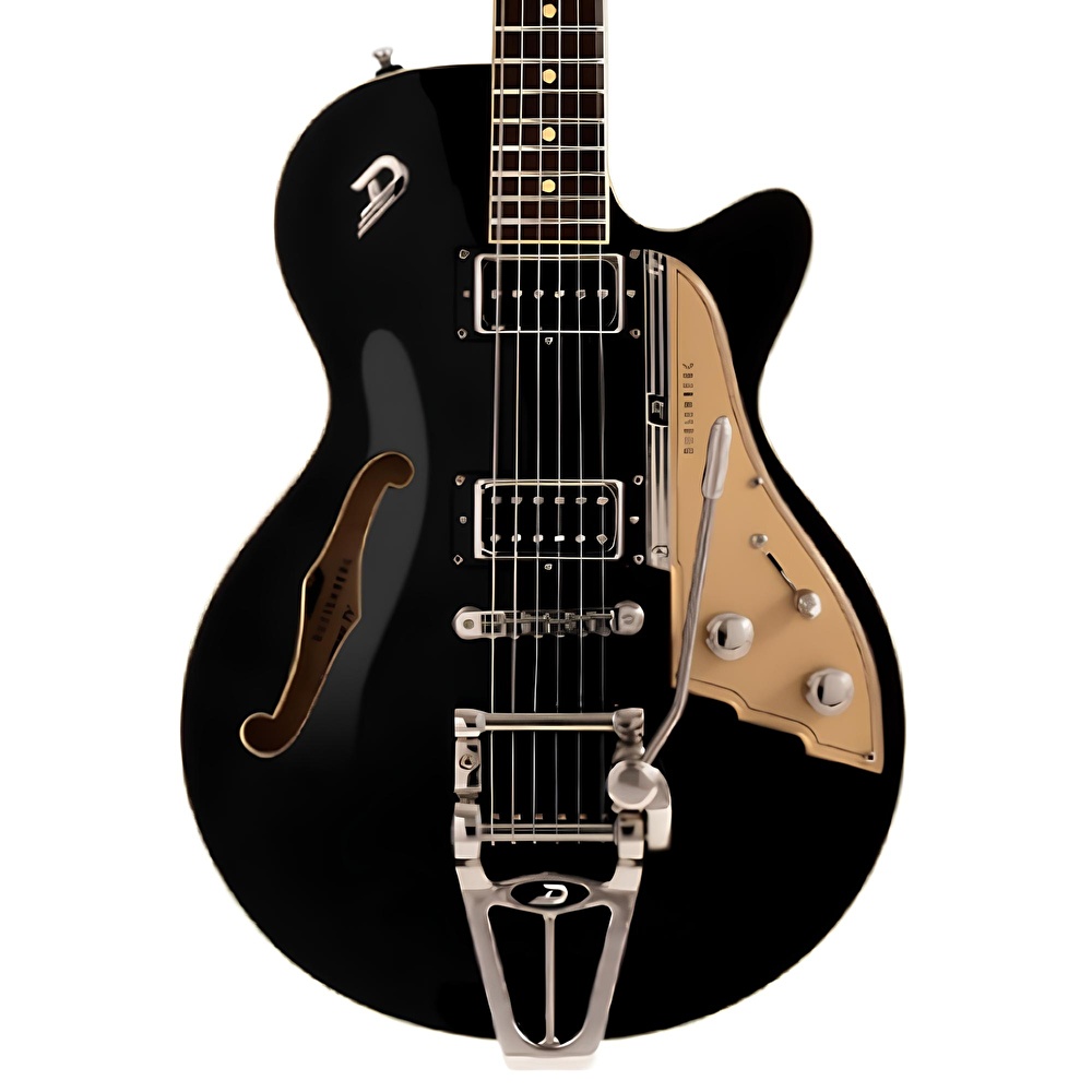 Duesenberg Starplayer TV Semi-Hollow HB P90 Black Case Dahil